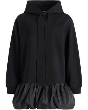 Patou Ruffle-Hem Hoodie Midi Dress - Black