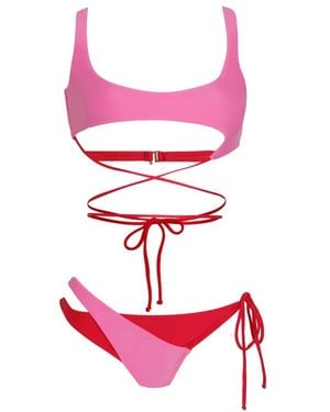 Amir Slama Bikini con detalle lazado - Rosa