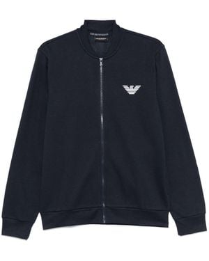 Emporio Armani Logo-Embroidered Track Jacket - Blue