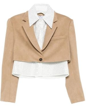 GIUSEPPE DI MORABITO Buttoned Cropped Jacket - Natural