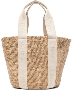 Chloé Woven Straw Tote Bag - Weiß