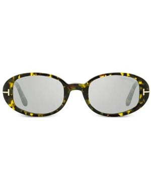 Tom Ford Lunettes De Soleil Iggy À Monture Ovale - Gris