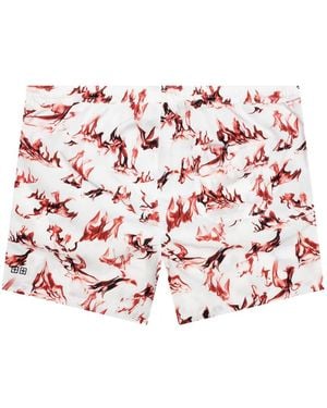 Ksubi Kordelzug-Shorts mit Burnt Board-Print - Rot