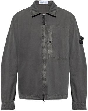 Stone Island コンパスバッジ シャツ - グレー