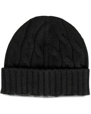 Gran Sasso Cable-Knit Cashmere Beanie Hat - Black
