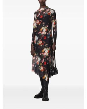 AllSaints Floral-Print Asymmetric Dress - White
