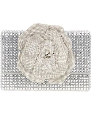 Twentyfourhaitch Embellished Rose Clutch Bag - Grey