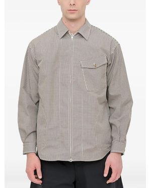 Comme des Garçons Zipped Checked Shirt - Grey