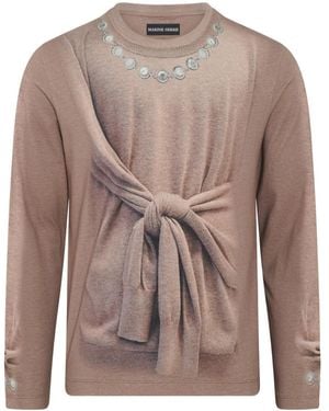 Marine Serre Trompe L'Oeil Top - Brown