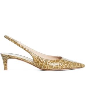 Roberto Festa Mixia Crocodile-Embossed Leather Heeled Court Shoes - Natural
