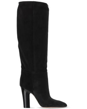 Paris Texas Alizze Suede Pointed-Toe Knee-High Boots - Black