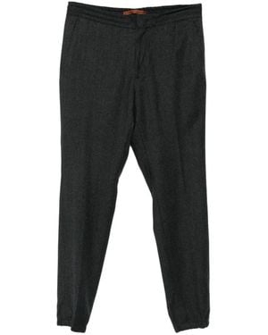 ZEGNA Elasticated-Waistband Tapered Trousers - Black