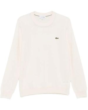 Lacoste Logo-Patch Crew-Neck Sweater - White