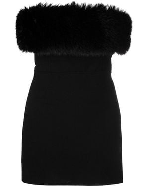 Saint Laurent Faux-Fur Mini Dress - Black