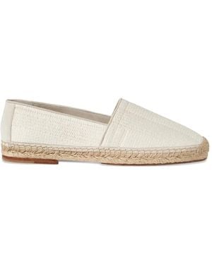 Brunello Cucinelli Espadrilles Aus Techno-Raffiabast Und Wildleder Mit Paspelierung - Weiß