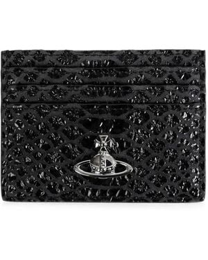 Vivienne Westwood Orb-Plaque Snakeskin-Effect Cardholder - Black