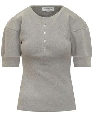 Victoria Beckham Top Met Pofmouwen - Grijs