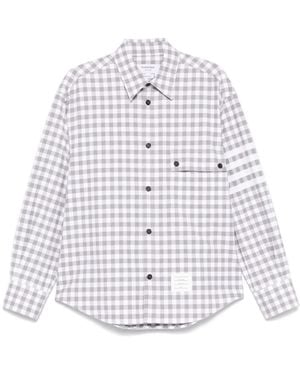 Thom Browne Poloshirt Met Gingham Ruit - Wit