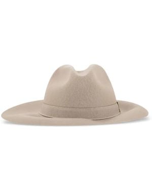 Fay Wide-Brim Logo-Plaque Hat - White