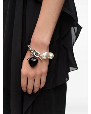 Bimba Y Lola Chain And Pearl Heart Bracelet - Black