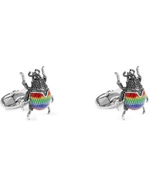 Paul Smith Beetle Striped Cufflinks - Metallic