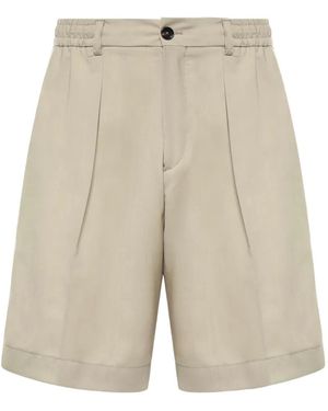 BE ABLE Havier Pleated Elasticated-Waist Wool-Blend Shorts - White