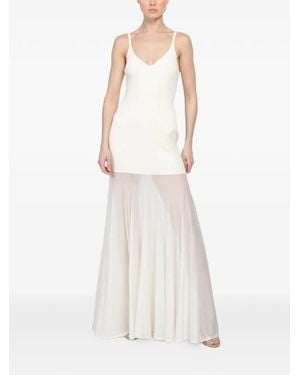 Brandon Maxwell V-Neck Maxi Dress - White