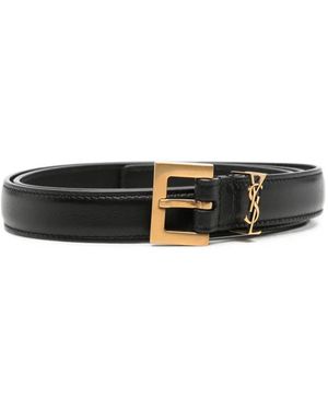Saint Laurent Cassandre Thin Belt - White