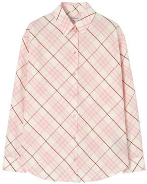 Burberry Relaxed Fit Check Cotton Shirt - Pink