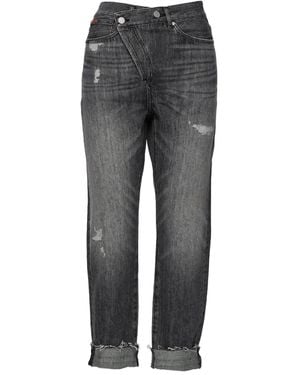 No44 Crossover Distressed Jeans - Gray