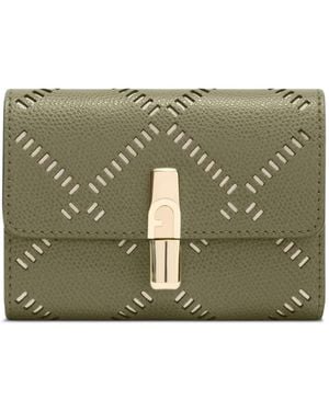 Furla Iride Compact Perforated Wallet - Green