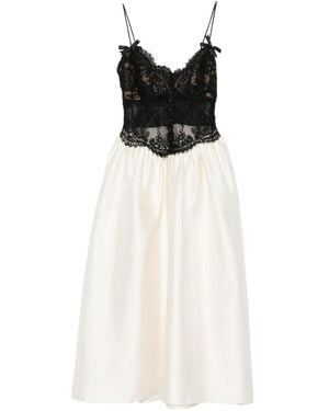 Self-Portrait Lace-Bodice Flared Midi Dress - White