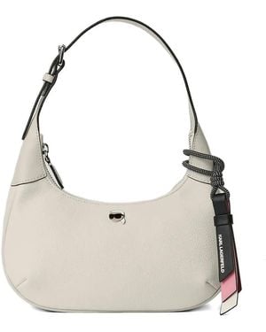 Karl Lagerfeld Ikon Grainy Shoulder Bag - Natural