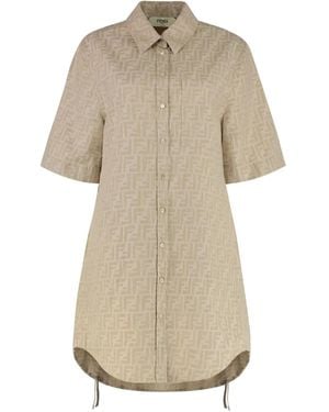 Fendi Robe À Bandes Ff - Neutre