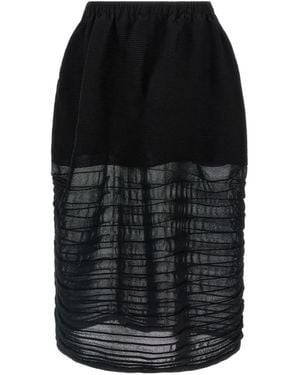 Issey Miyake Jupe Mi-Longue Contrastée - Noir