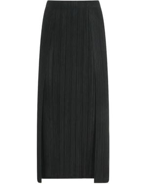 Pleats Please Issey Miyake Pleated Slit Skirt - Black