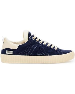Springa Suede Embroidered Trainers - Blue