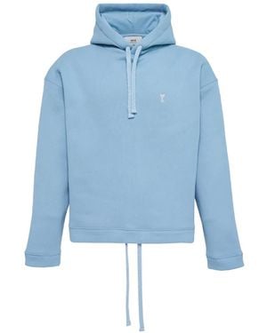 Ami Paris Sudadera Ami De Coeur Estilo Boxy Con Capucha - Azul