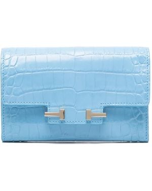 Tom Ford Crocodile-Effect T-Bar Wallet - Blue