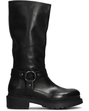 METISSE Leather Biker Boots - Black