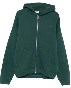 Autry Logo-Embroidered Zip-Up Hoodie - Green