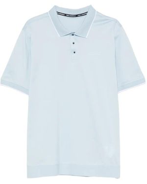 KARL LAGERFELD Logo-Print Tipped-Collar Polo Shirt - Blue