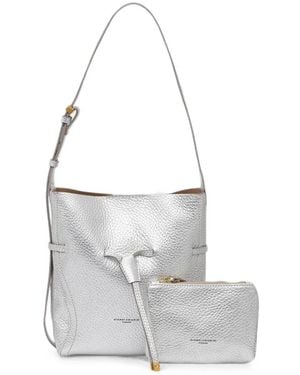 Gianni Chiarini Sienna Metallic-Effect Pebbled Shoulder Bag - White