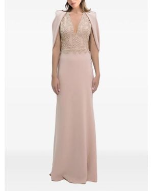 Gemy Maalouf Cape-Sleeve Maxi Dress - Pink