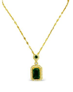 Hzmer Jewelry Collier Orné D'Émeraudes - Metallic