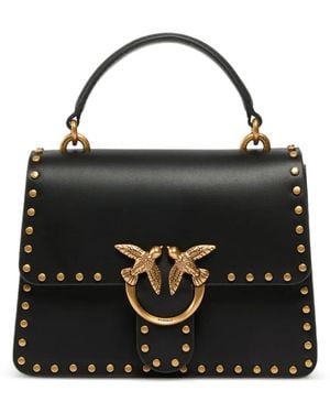 Pinko Bolso Shopper Love Bag Mini De Piel Con Miniapliques - Negro