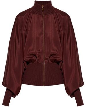 Zimmermann Clash Silk Bomber Jacket - Red