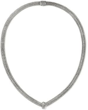 John Hardy Sterling Icon Link Diamond Necklace - White