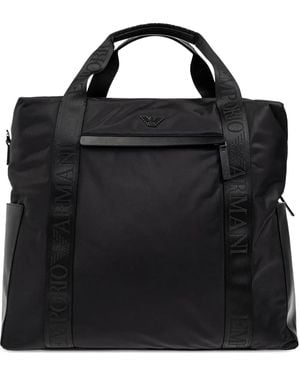 Emporio Armani Logo-Plaque Tote Bag - Black
