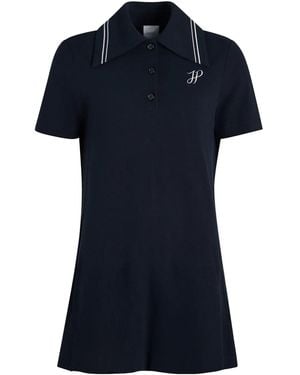 Patou Logo-Embroidered Mini Polo Dress - Blue